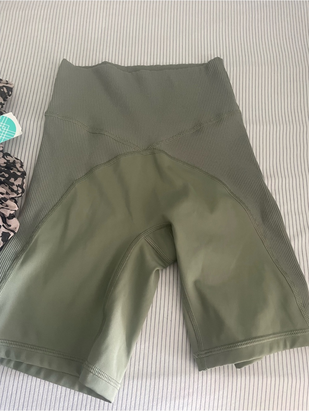 aerie Olive High-Waist Ribbed Bike Shorts
